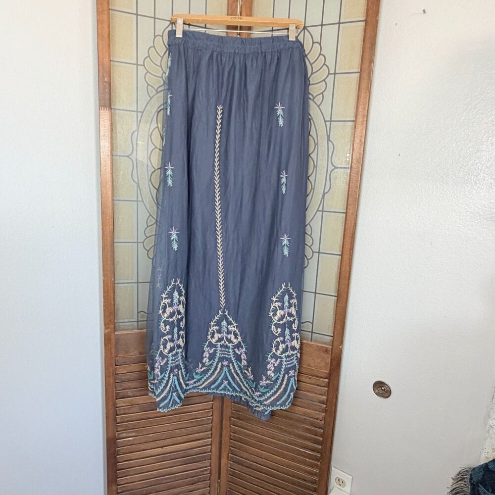 Boho Embroidered Mesh Maxi Skirt Cottagecore Festival Hippy Artsy NWT Size S/M - Picture 3 of 13